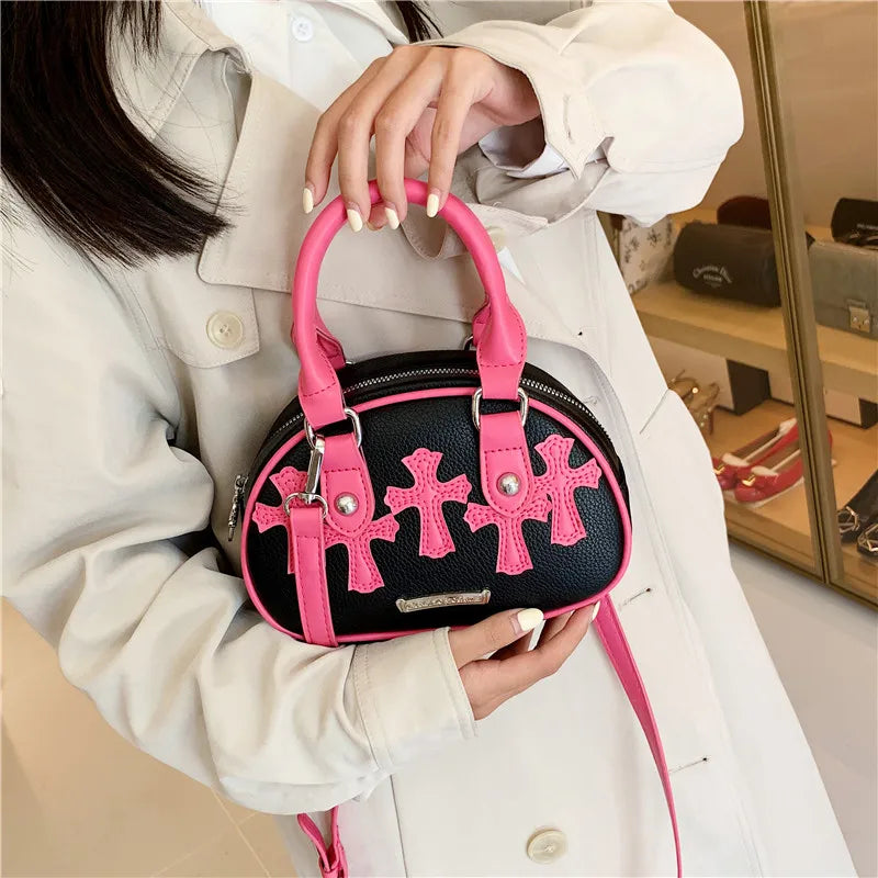 Women PU Leather Shoulder Bags Cross Pattern Purses Handbag