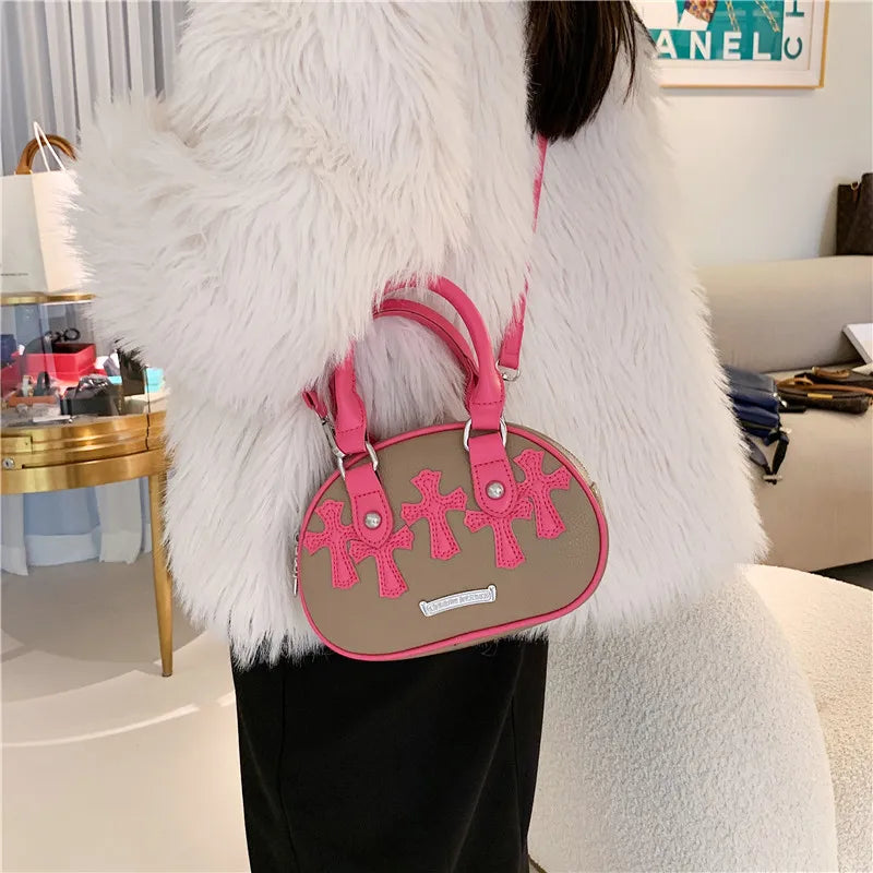 Women PU Leather Shoulder Bags Cross Pattern Purses Handbag