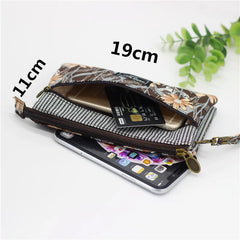 Women Purse Cloth Long Wallet Multi-Layer Clutch Flower Handbag