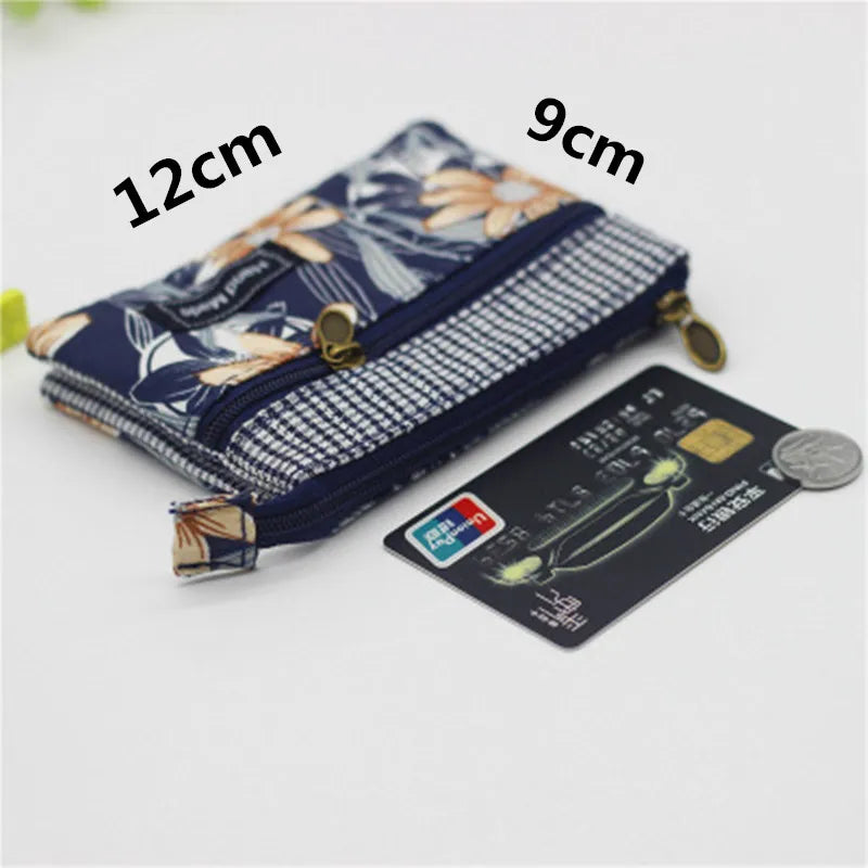 Women Purse Cloth Long Wallet Multi-Layer Clutch Flower Handbag