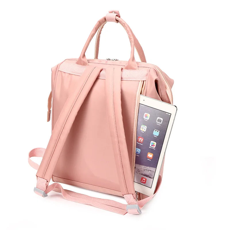 Waterproof Nylon Backpack for Teenage Girls, Patchwork Rucksack Mummy Bag