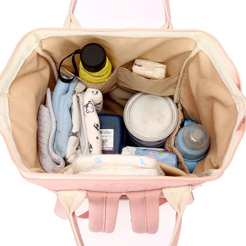 Waterproof Nylon Backpack for Teenage Girls, Patchwork Rucksack Mummy Bag