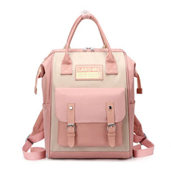 Waterproof Nylon Backpack for Teenage Girls, Patchwork Rucksack Mummy Bag