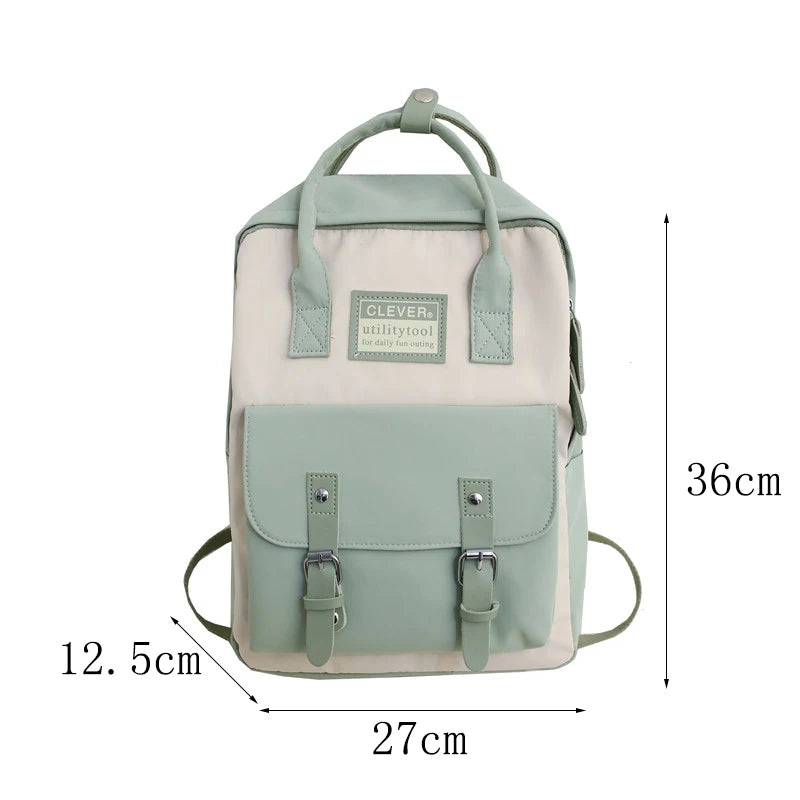 Nylon Backpack Waterproof School Bags for Teenagers Girls Patchwork Backpack