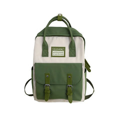 Waterproof Nylon Backpack for Teenagers Girls Patchwork Rucksack