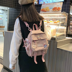 Convertible Women Nylon Backpack Travel Small School Shoulder Bag