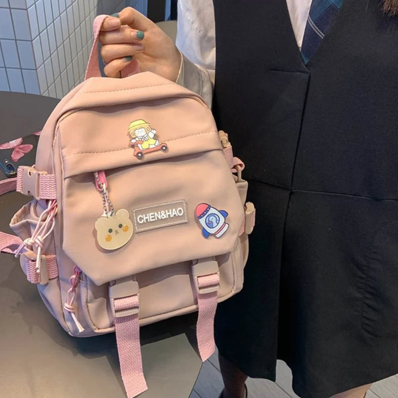 Convertible Women Nylon Backpack Travel Small School Shoulder Bag