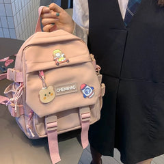 Convertible Women Nylon Backpack Travel Small School Shoulder Bag