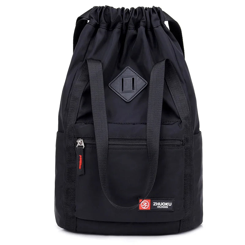 Women Nylon Backpacks Casual Drawstring Rucksack Multifunction Shoulder Bag
