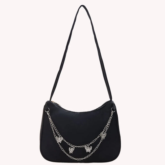 Nylon Butterfly Chain Tote Handbag for Women