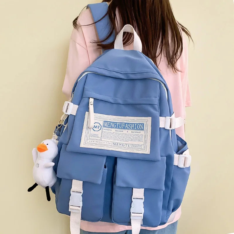 Women Nylon Laptop School Bag College Backpack