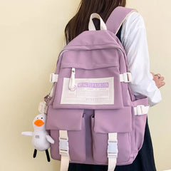Nylon High Capacity Laptop School Bag Female College Backpack