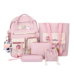 Women Nylon Backpack Combo Bag Lady Shoulder Bag Preppy Backpack