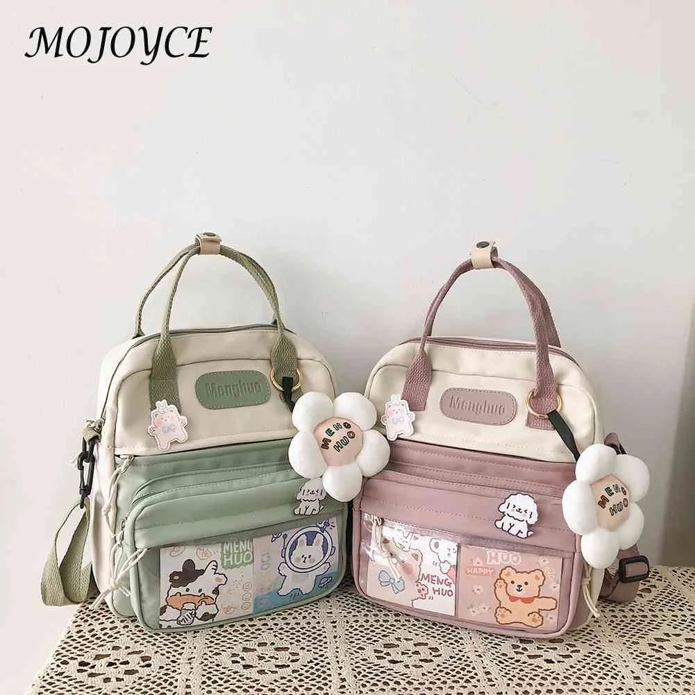 Women Nylon Hit School Bag Ladies Zipper Multi-Layer Students Daypack