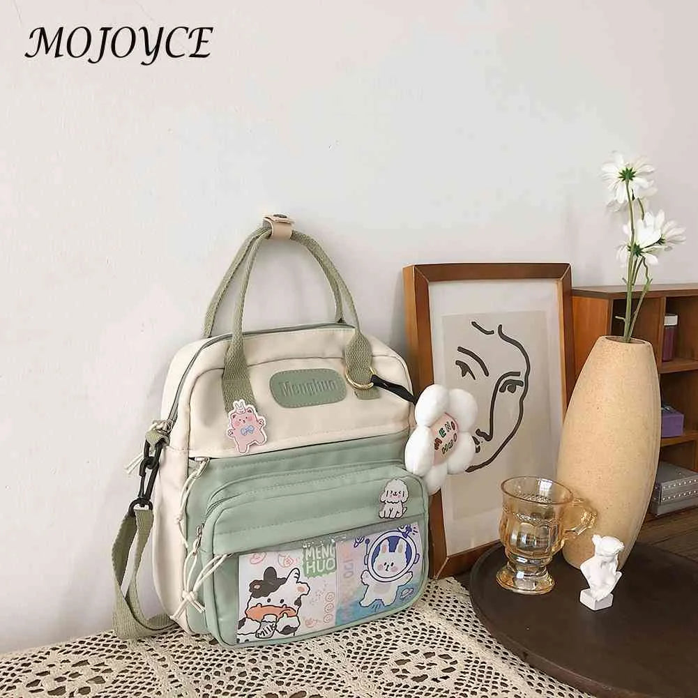 Women Nylon Hit School Bag Ladies Zipper Multi-Layer Students Daypack