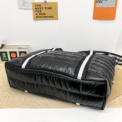 Women Nylon Padded Quilted Handbag Winter Warm Tote Bag Large Capacity Handbag
