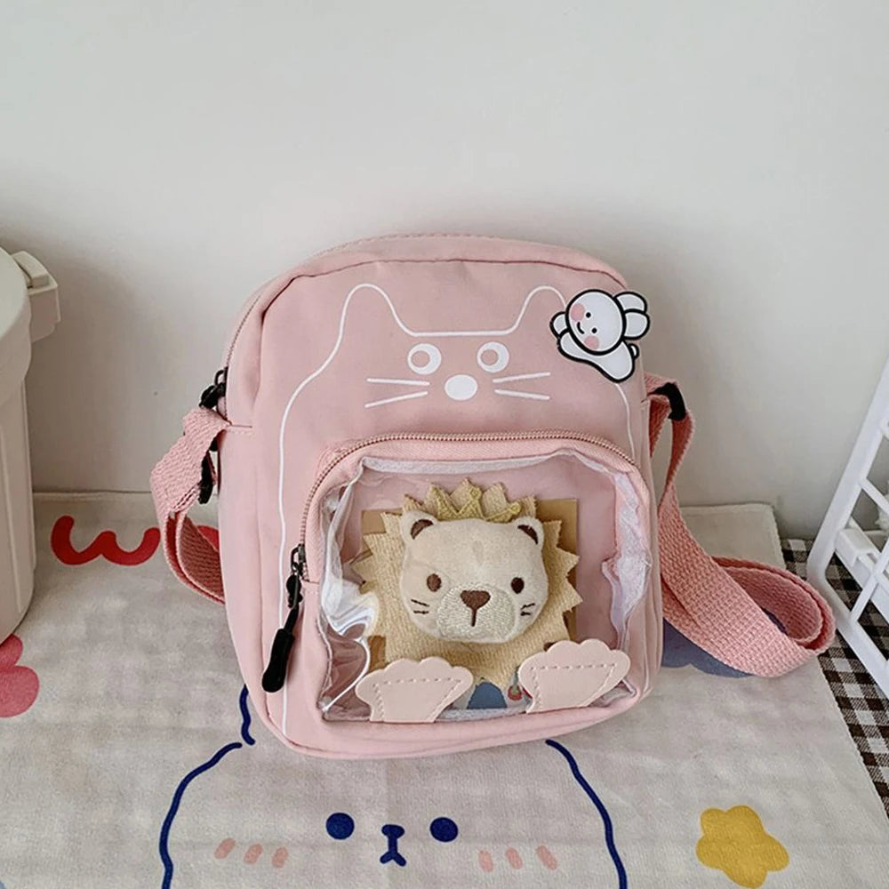 Women Nylon Shoulder Bag Small Cross Body Cartoon Tote Handbags