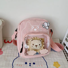 Women Nylon Shoulder Bag Small Cross Body Cartoon Tote Handbags