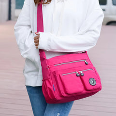 Women Nylon Shoulder Bags Female Solid Zipper Handbag Messenger Bags
