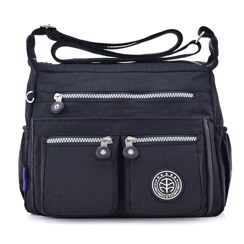 Women Nylon Shoulder Bags Female Solid Zipper Handbag Messenger Bags