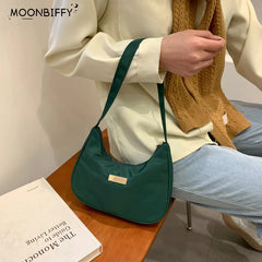 Women Nylon Shoulder Bag Small Messenger Handbag Retro Shoulder Bags