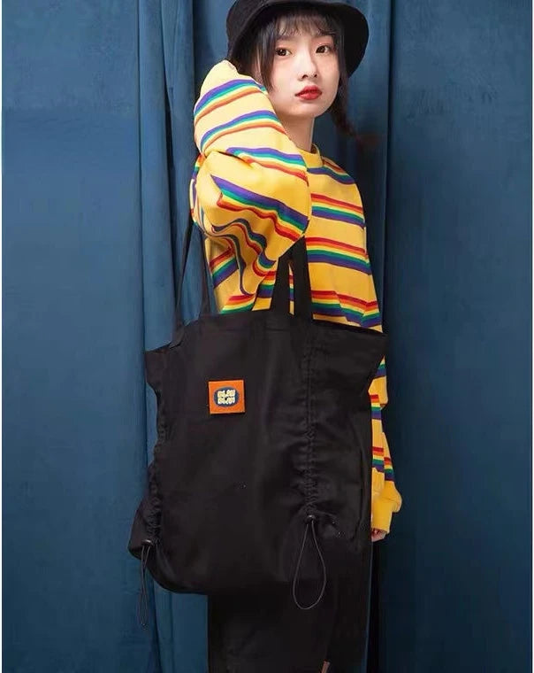 Women Nylon Tote Bag Solid Zipper Soft Casual Shoulder Handbag