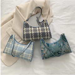 Women Oil Painting Printed Shoulder Underarm Bag Ladies Small Purse Handbags