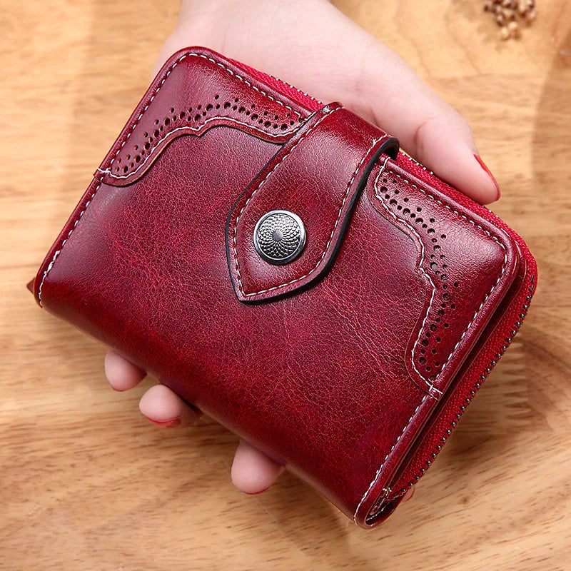Women Vintage Short Wallet PU Leather Purse Clutch Cardholder Coin Purse
