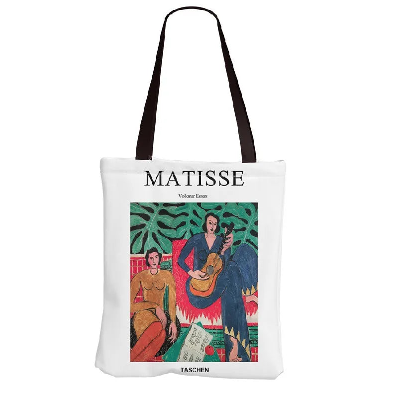 Women Oil Painting Canvas Tote Bag Large Capacity Handbag