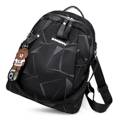 Women Oxford Backpack Anti-theft Travel Bag with Pendant