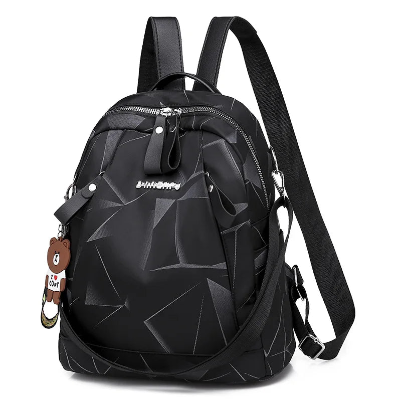 Women Oxford Backpack Anti-theft Travel Bag with Pendant
