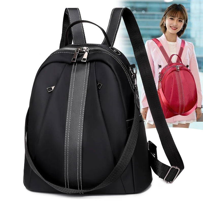 Women Oxford Red Backpack for College Students - Casual Rucksack