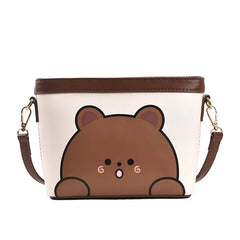 Bear Printed Messenger Bag Female Shoulder Small Square Bag