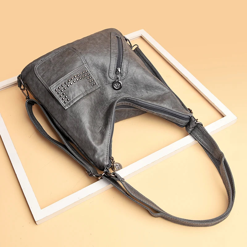 Women PU Leather 3 In 1 Backpack Large Capacity Tote Shoulder Bags