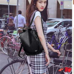 Women Anti Theft PU Leather Backpack Urban Softback Bag