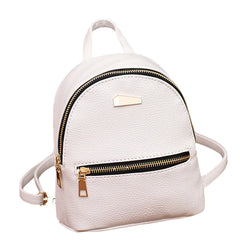 Women PU Leather Backpack School Rucksack College Solid Ladies Satchel Travel