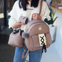 PU Leather Backpacks Teenage Girls Travel Bag Shoulder Set