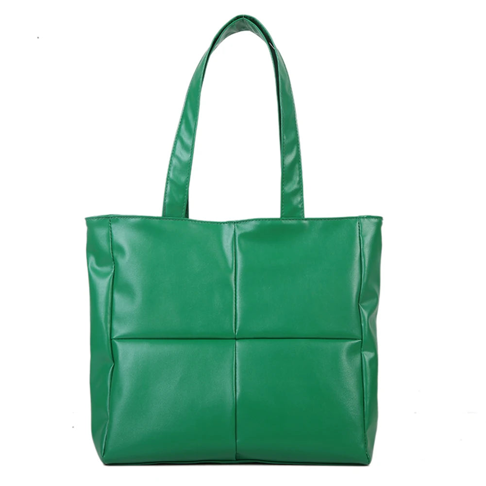 Women PU Leather Handbag Lattice Top-handle Bag Totes Shoulder Bags