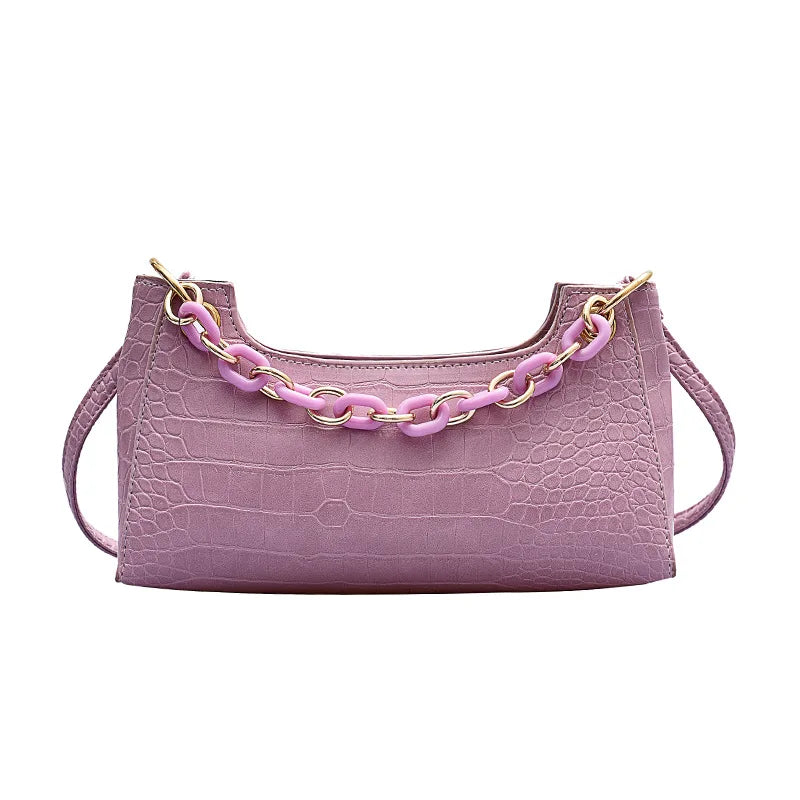 Small Crocodile Pattern PU Leather Handbag for Women