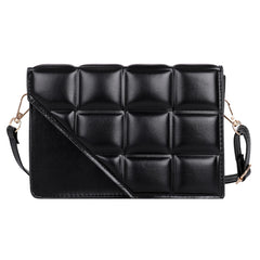 Women PU Leather Crossbody Bag Embossed Lattice Solid Handbag