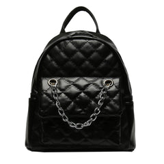 PU Leather Shoulder Backpack Rhombus Student Preppy School Bag