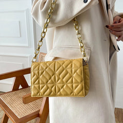 PU Leather Shoulder Bag with Metal Chain Strap