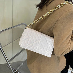 PU Leather Shoulder Bag with Metal Chain Strap