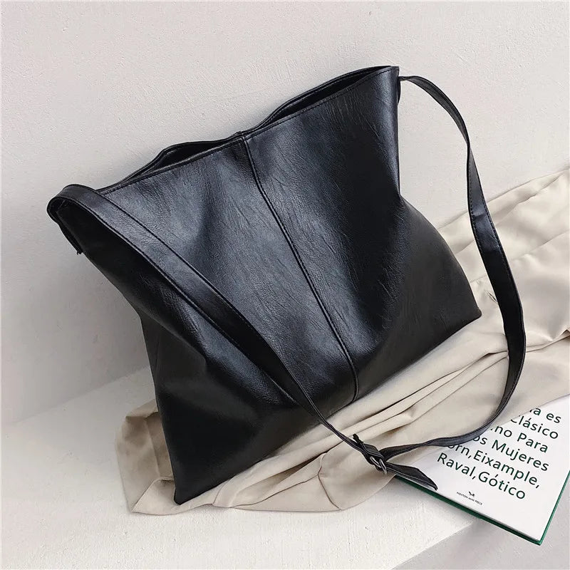 Women PU Leather Shoulder Bags Female Handbag Large Size Bucket Bags