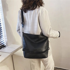 Women PU Leather Shoulder Bags Female Handbag Large Size Bucket Bags
