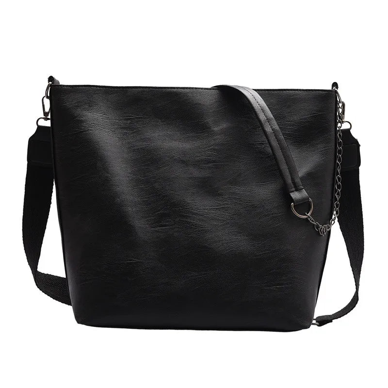 Women PU Leather Shoulder Bags Female Handbag Large Size Bucket Bags