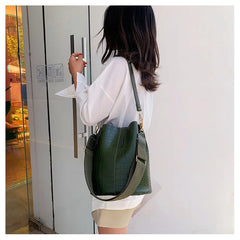 Women PU Leather Shoulder Bags Bucket Style Handbag