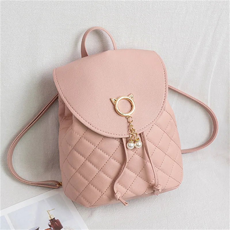 Women PU Leather Shoulder Mini Small Backpack Multi-Function