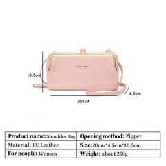 Women PU Leather Small Messenger Shoulder Bag Pink