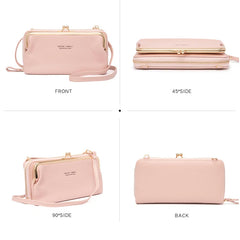 Women PU Leather Small Messenger Shoulder Bag Pink
